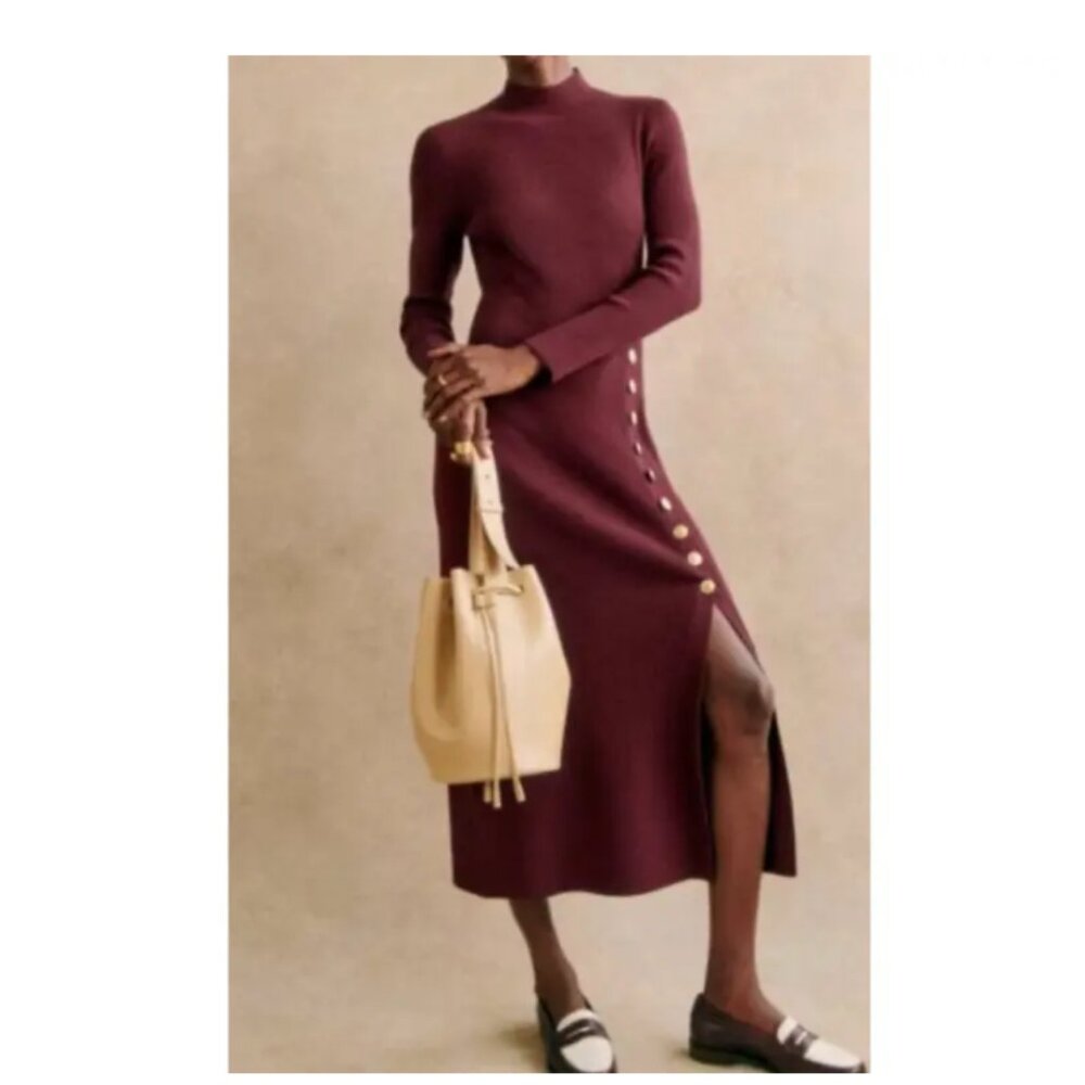 Sezane Harper Dress Burgundy - Size L